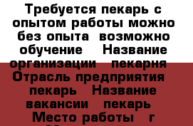 Требуется пекарь с опытом работы,можно без опыта (возможно обучение) › Название организации ­ пекарня › Отрасль предприятия ­ пекарь › Название вакансии ­ пекарь › Место работы ­ г.Муравленко › Подчинение ­ технолог › Минимальный оклад ­ 20 000 › Максимальный оклад ­ 26 000 - Ямало-Ненецкий АО, Муравленко г. Работа » Вакансии   